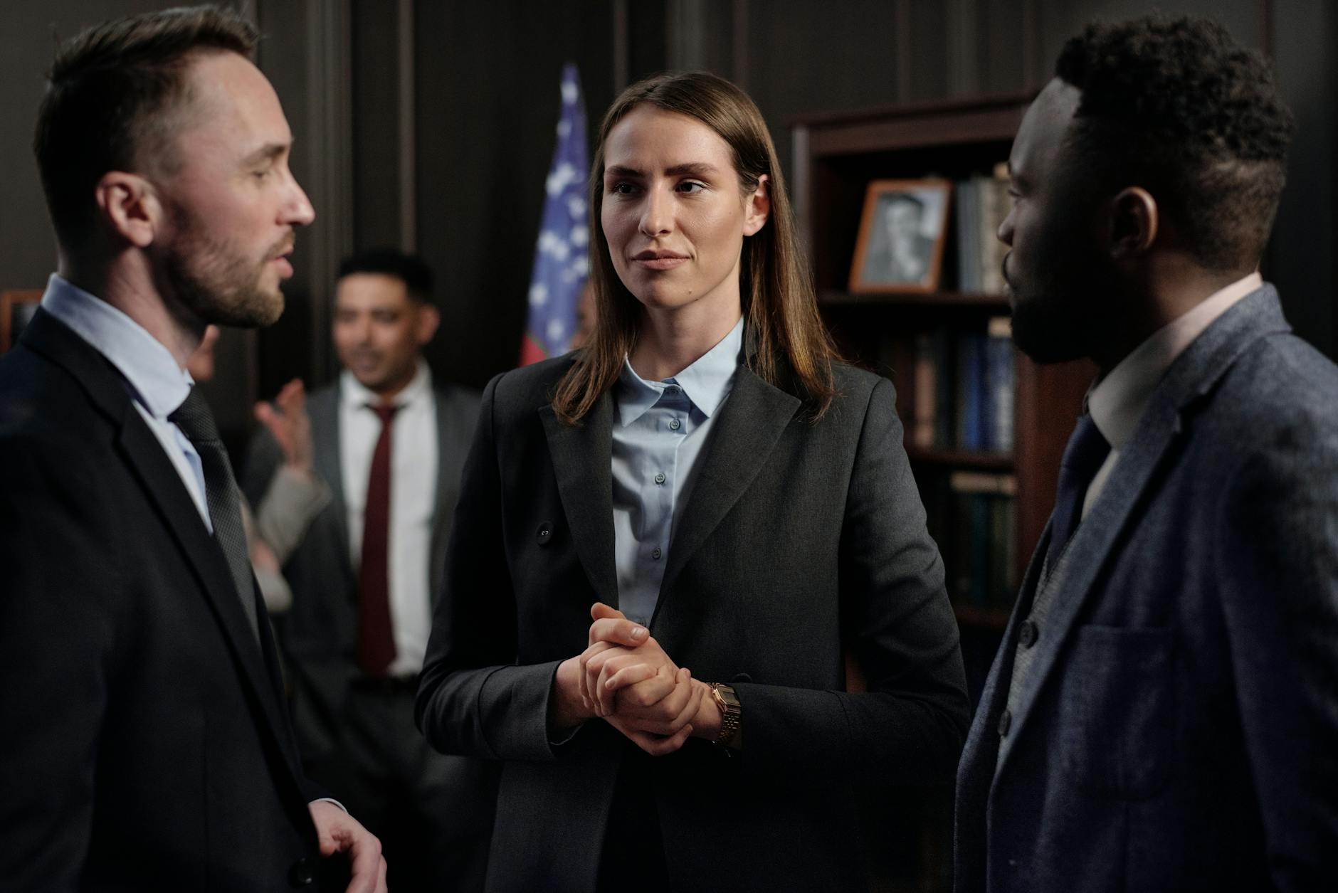 businesspeople talking